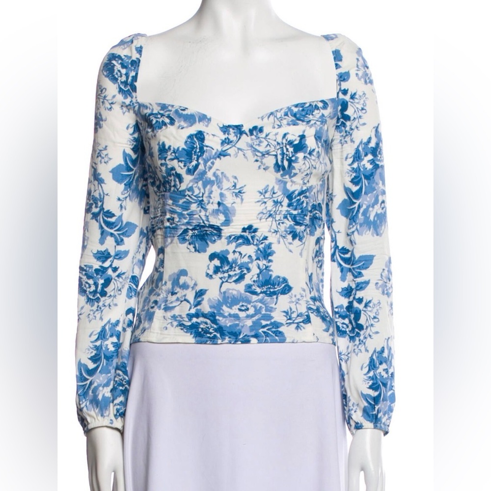 NWOT Reformation Reign Smocked Stretch Long Sleeve Olympia Floral Blouse size 10